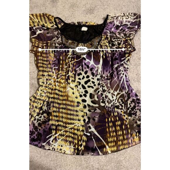 Y2K babydoll Animal Print abstract shirt.Sz LARGE - Picture 5 of 8